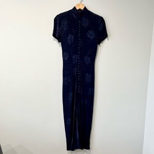 Vintage  Navy Blue Floral Patterned Dress by Joseph Ribkoff, Size 8P